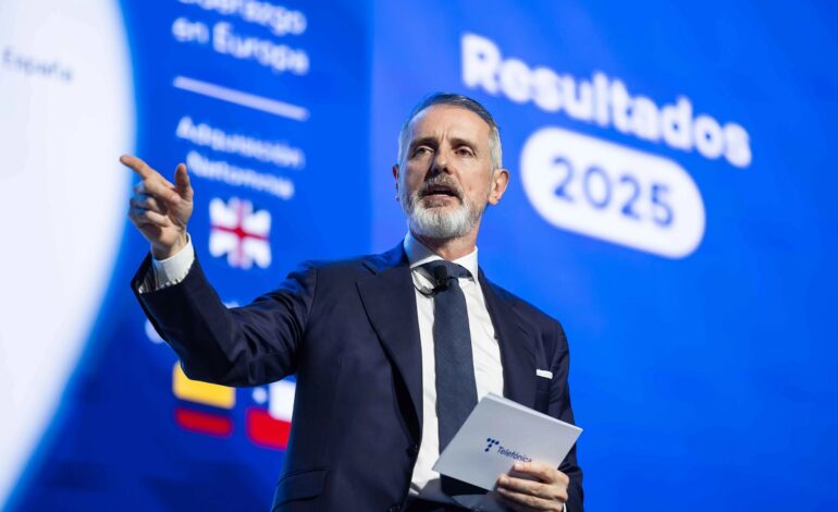 El presidente de Telefónica, Marc Murtra, durante las presentación de los resultados de 2025.